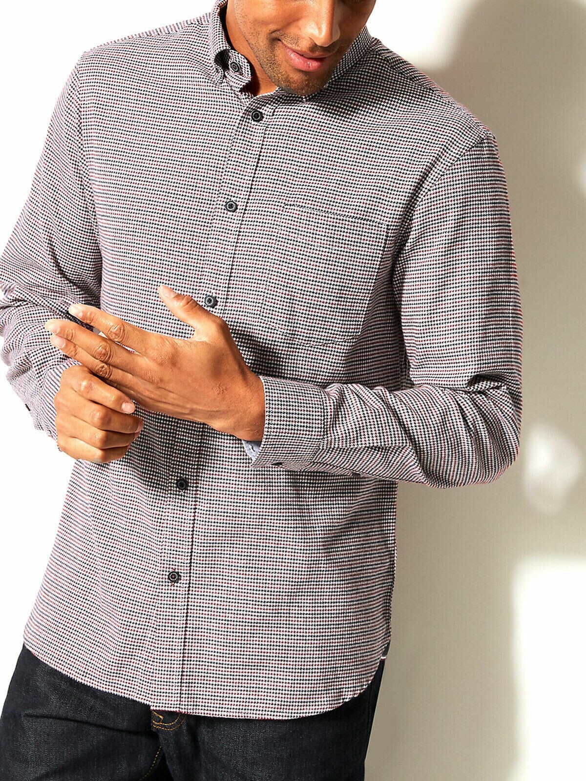 M&S Red Houndstooth Shirt Mens