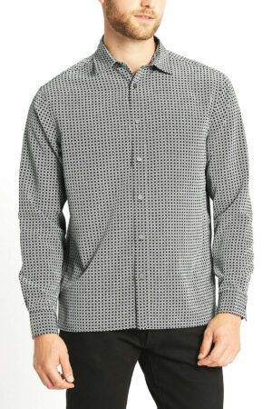 Ex M&S Mens pure cotton geo print long sleeve Shirt