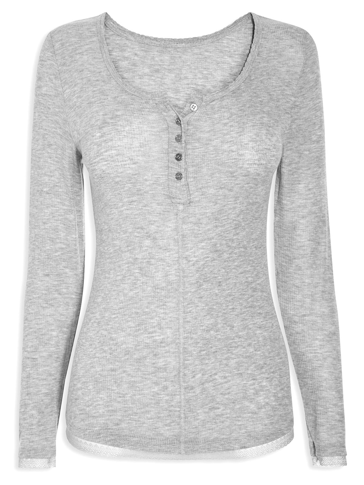 Next light grey ribbed knit lace trim thermogen Top