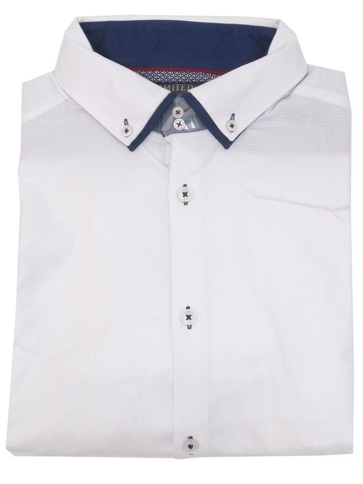 M&S mens luxury pure cotton contrast trim tailored fit long sleeve Shirt