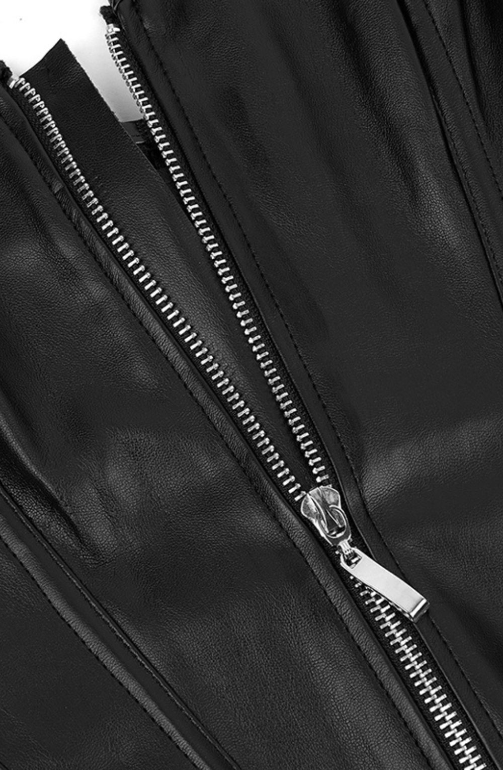 Leather look zip up Corset with adjustable lace up back - Image 8