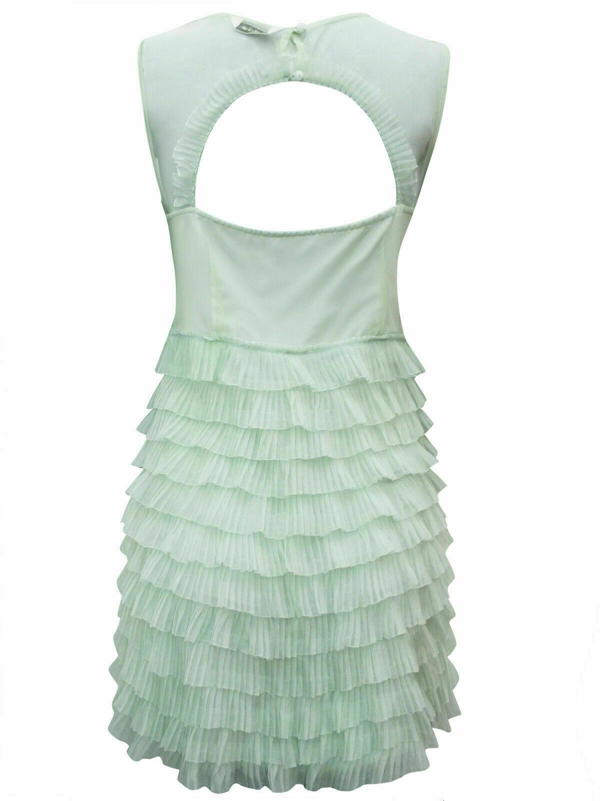 Ex Miss Selfridge mint green pleated frill layered Dress - Image 3