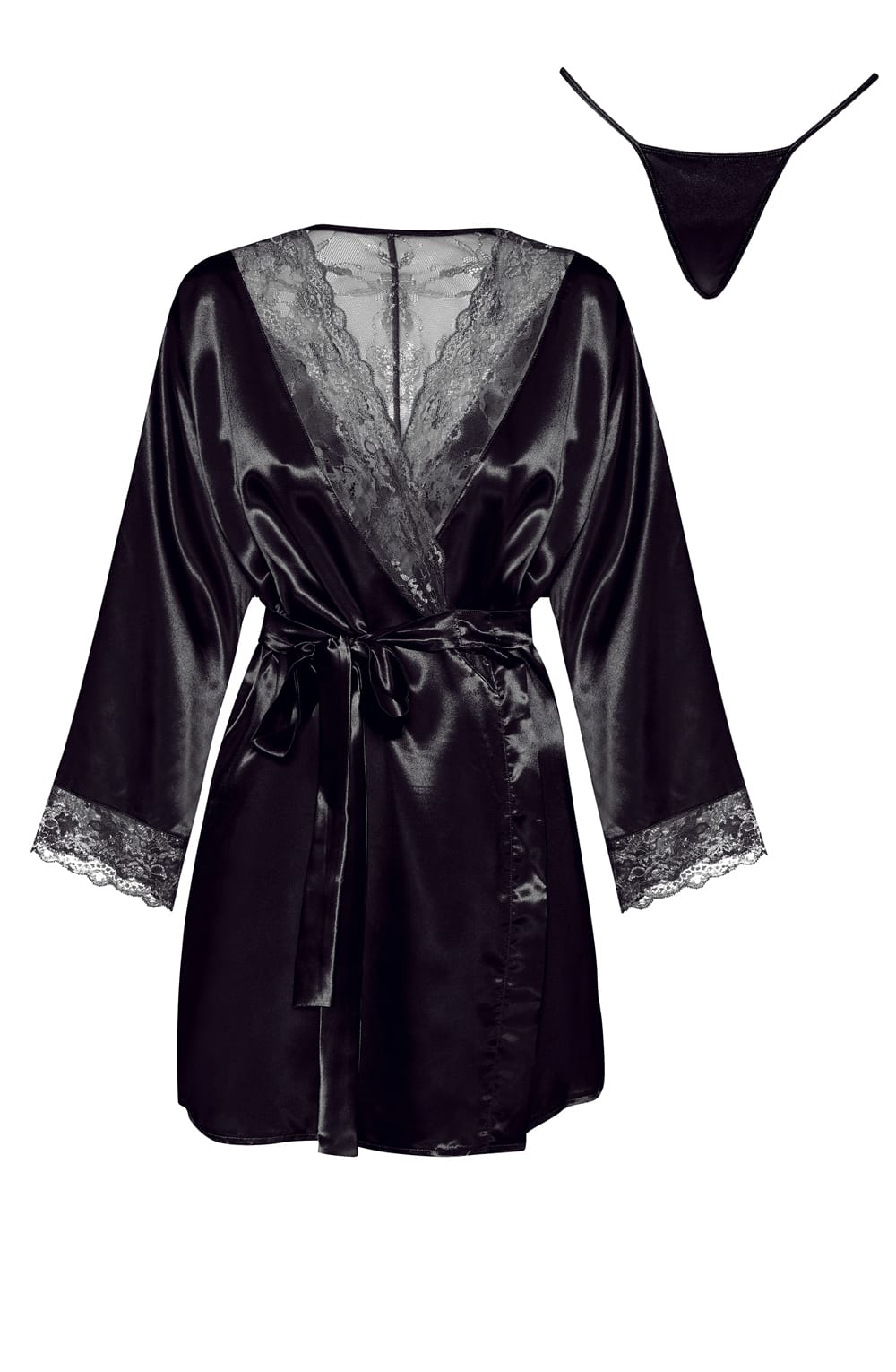 Womens Luxury Sherie Peignoir Robe with matching thong - Image 10