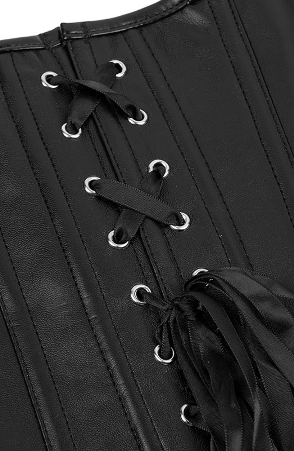 Leather look zip up Corset with adjustable lace up back - Image 6
