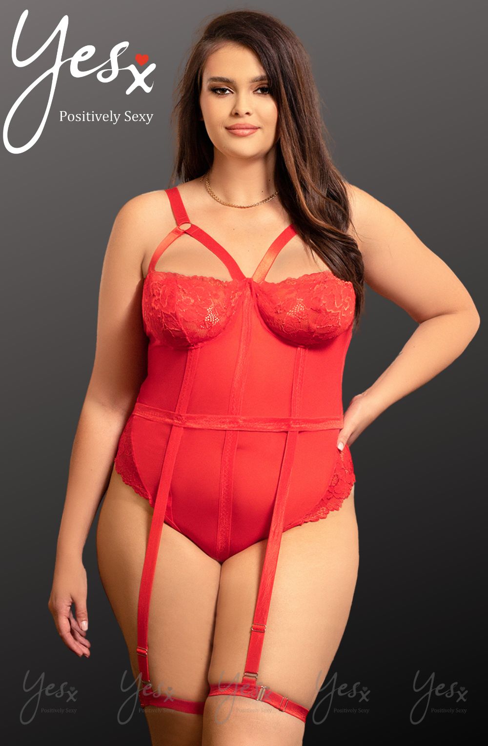 Plus size bodysuit with adjustable suspender and leg straps - Image 5