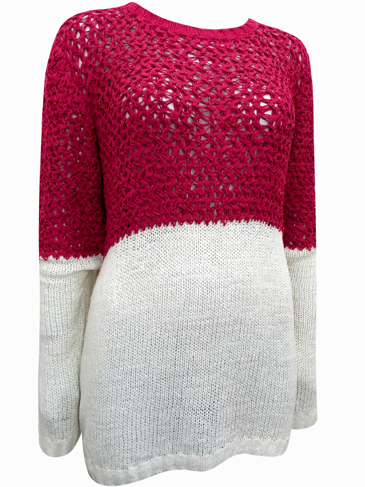 Women’s Cherry & Cream Color Block Knitted Jumper - Image 2