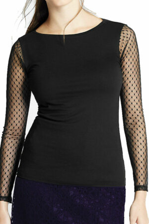 M&S ladies black slash neck long sleeve jersey top
