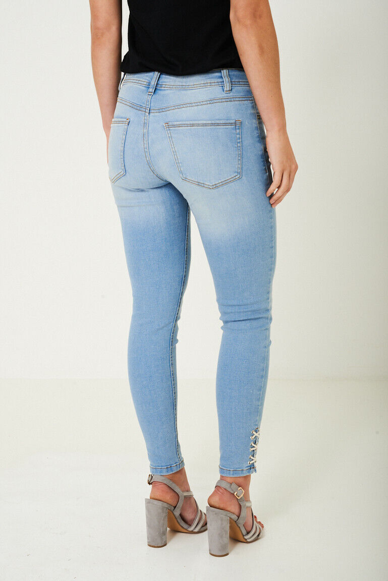 Women’s Distressed Skinny Ripped Style Blue Denim Jeans - Image 2