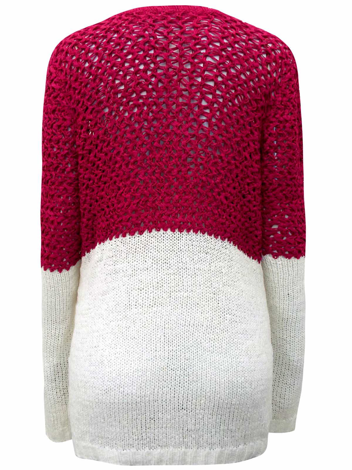 Women’s Cherry & Cream Color Block Knitted Jumper - Image 3