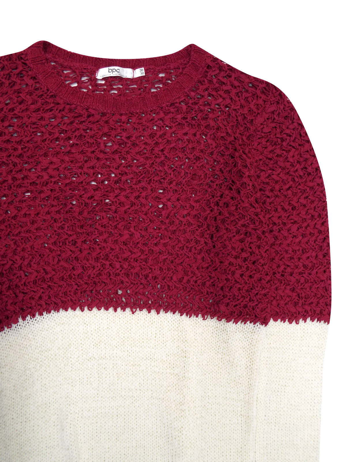 Women’s Cherry & Cream Color Block Knitted Jumper - Image 4