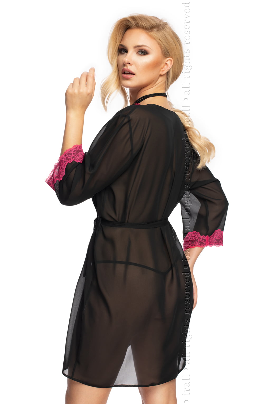 Lace Trim Sheer Chiffon Babydoll & Robe – Erotic Nightwear Set - Image 2