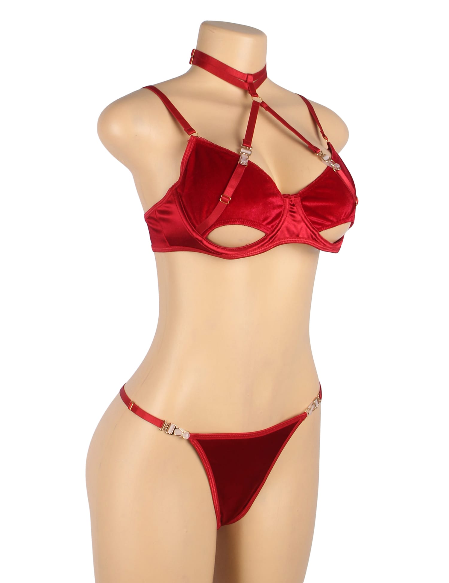 Luxurious hollow cut halter bra and thong set - Image 9