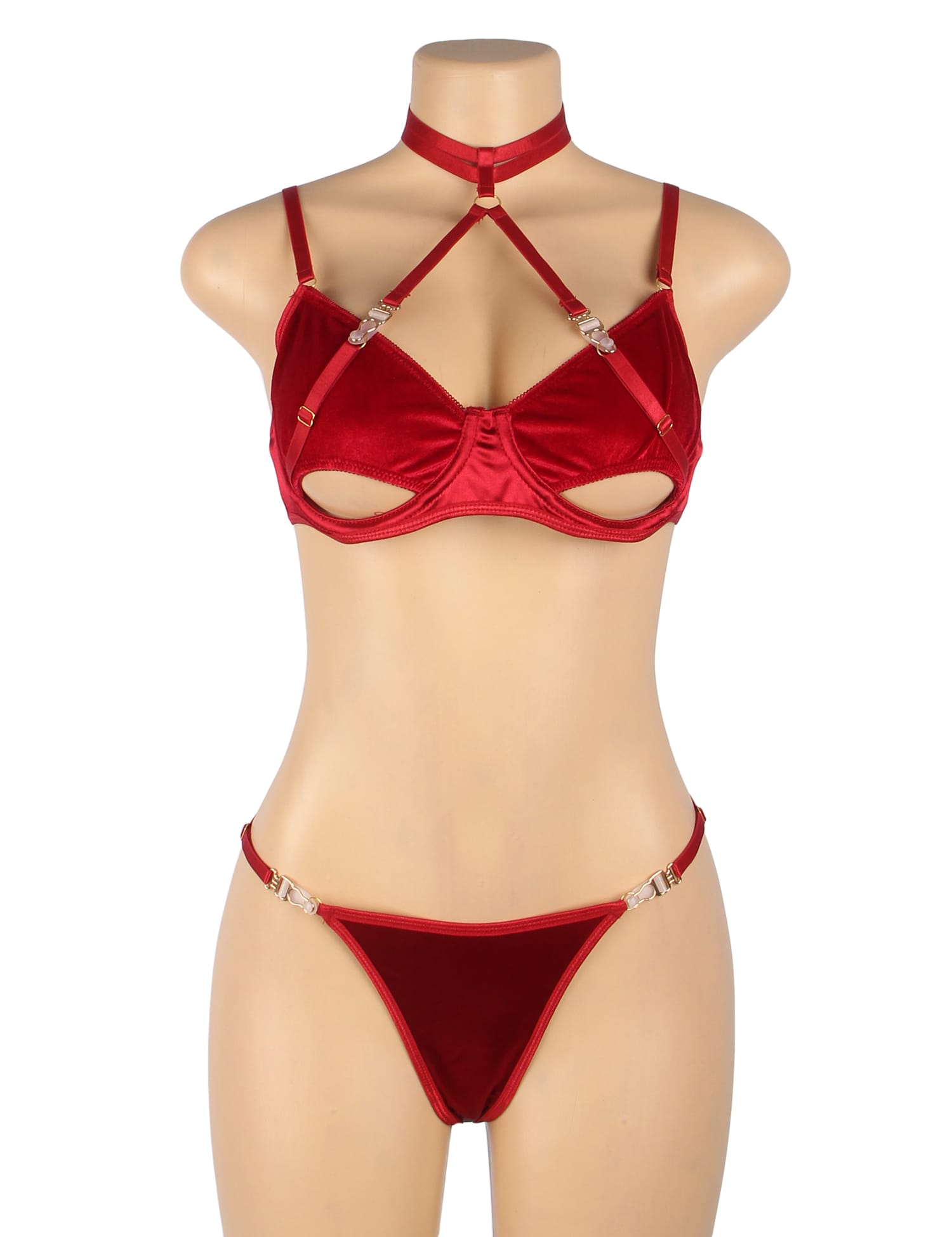 Luxurious hollow cut halter bra and thong set - Image 10