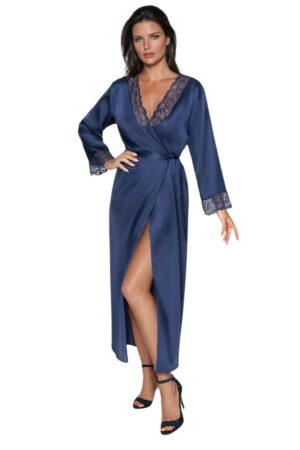 Luxury Satin Dressing Gown with lace detail - Long Elegant Robe