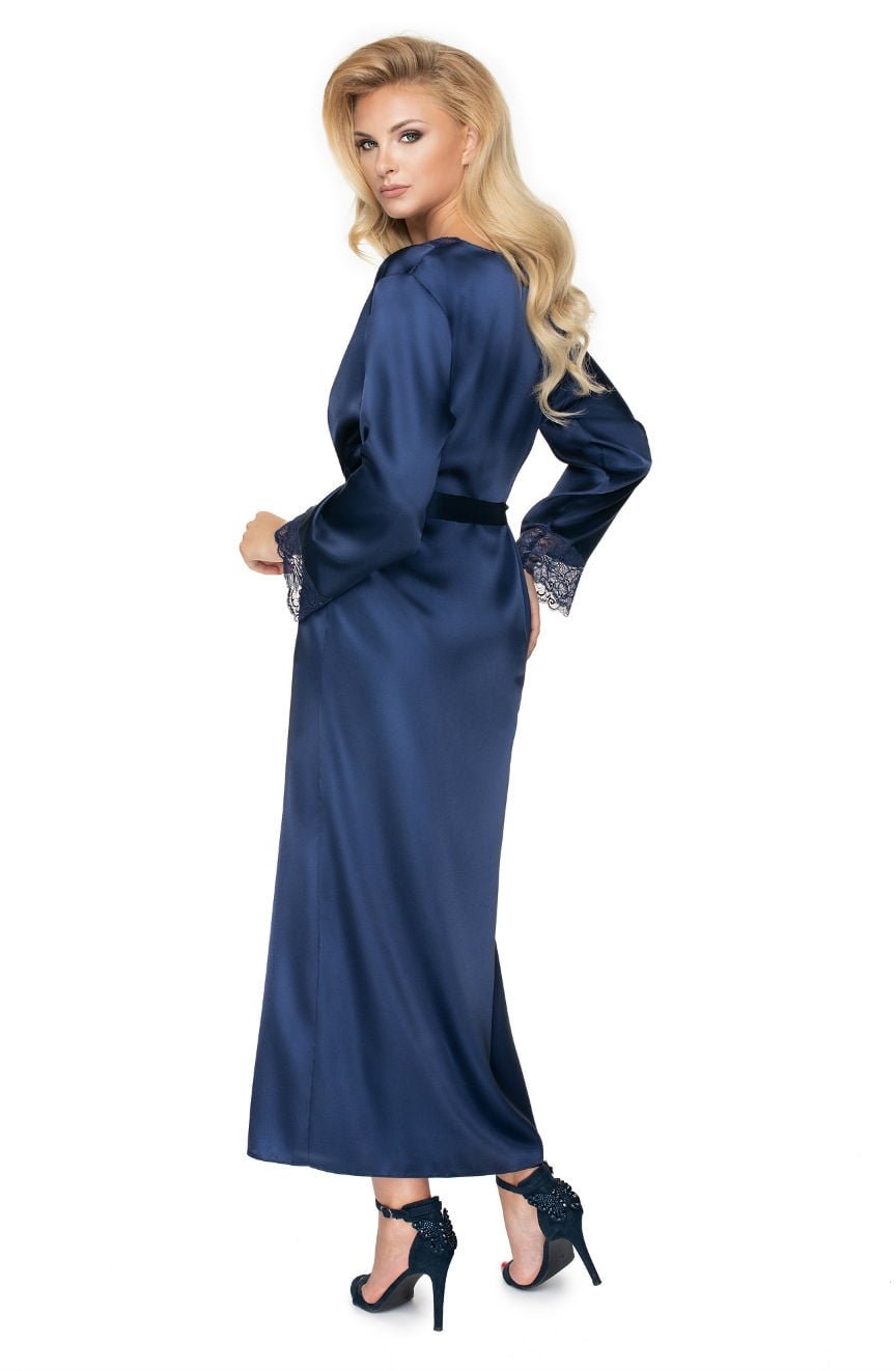 Luxury Satin Dressing Gown with lace detail - Long Elegant Robe - Image 2