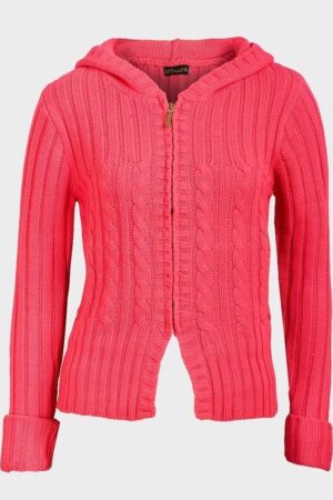 Women's Pink Cable Knit Jumper with Hood | JD Williams