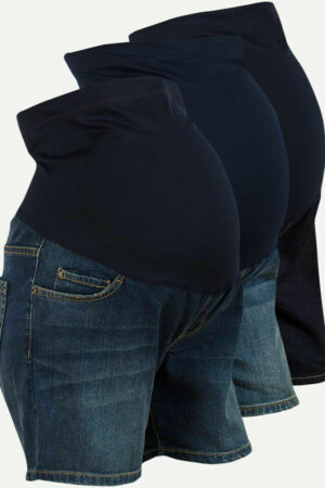 Ladies Maternity Denim Shorts with Over Bump Support