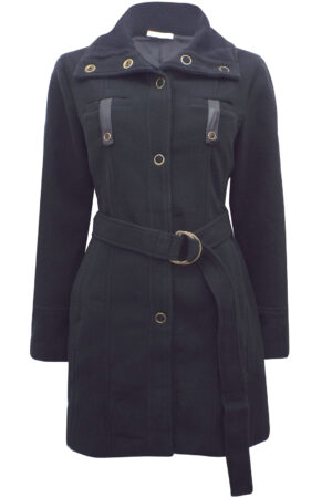 Women's Black Belted Trench Coat | Single Breasted Classic Style