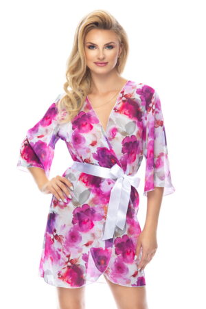 Floral Satin Dressing Gown | Women's Tie Waist Kimono Robe