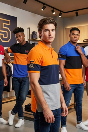 Men's Striped Pique Polo Shirt