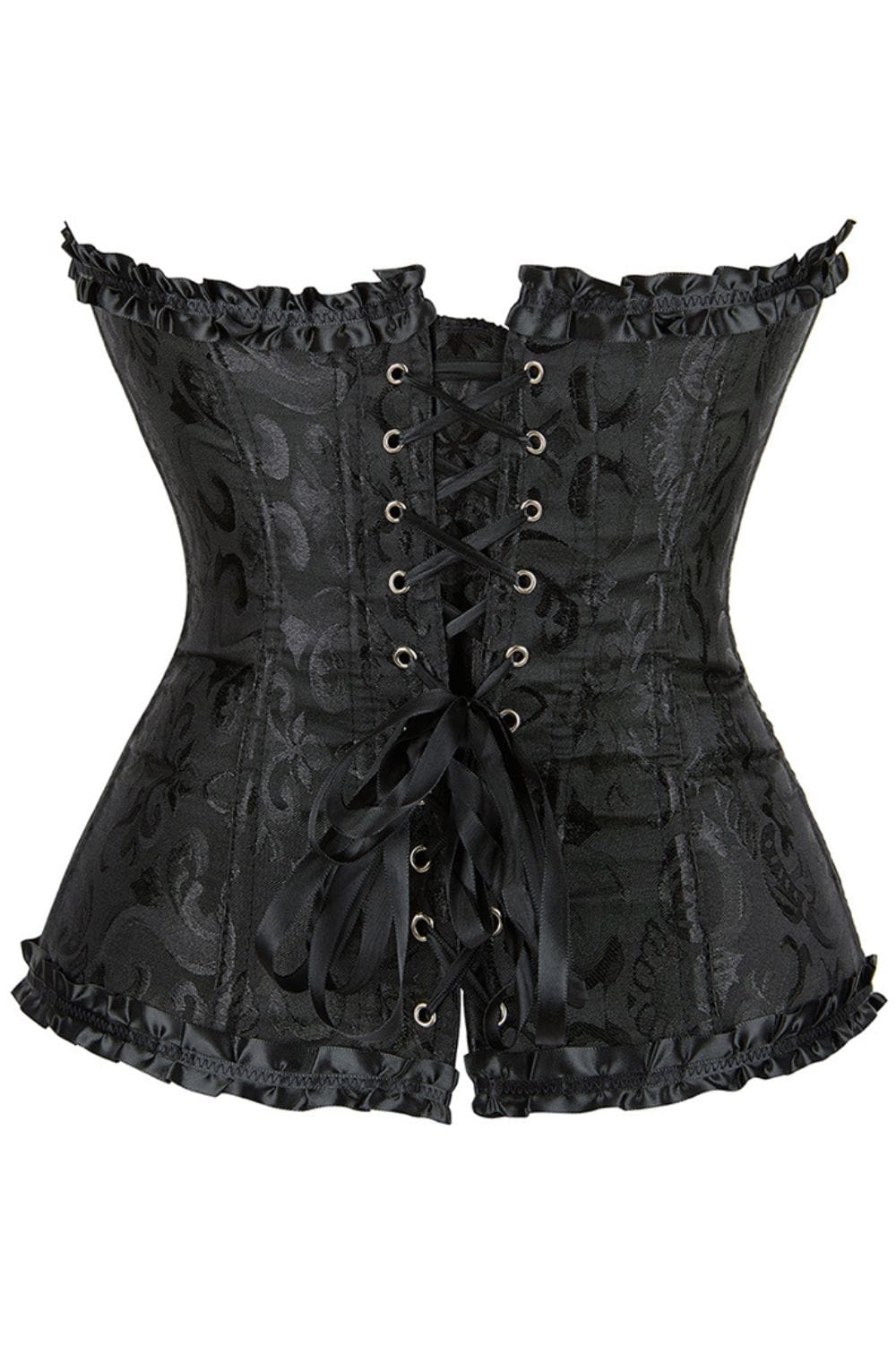 Black White Brocade Corset | Vintage Waist Cincher with Satin Trim - Image 4