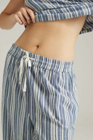 Classic Pyjama Trousers French Navy Stripe | Organic Cotton Relaxed Fit
