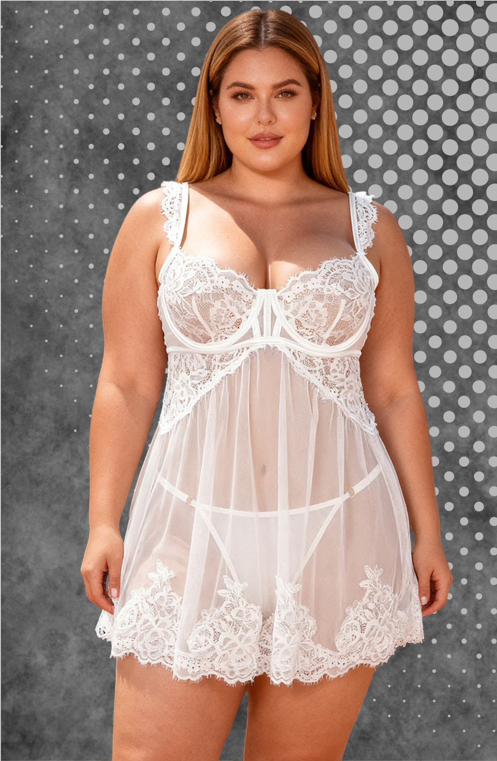 White Lace Sheer Babydoll Lingerie | Bridal Underwire Sleepwear - Image 5