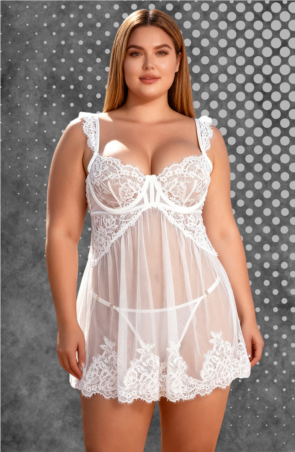 White Lace Sheer Babydoll Lingerie | Bridal Underwire Sleepwear - Image 6