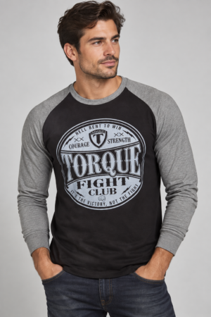 Mens Cotton Long Sleeve T-Shirt | Regular Fit Crew Neck Top