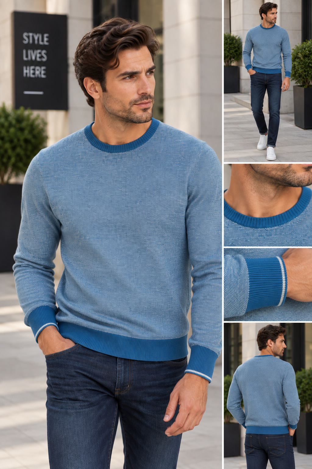 Premium M&S Mens Cotton Crew Neck Jumper | Knit Sweater - Image 4